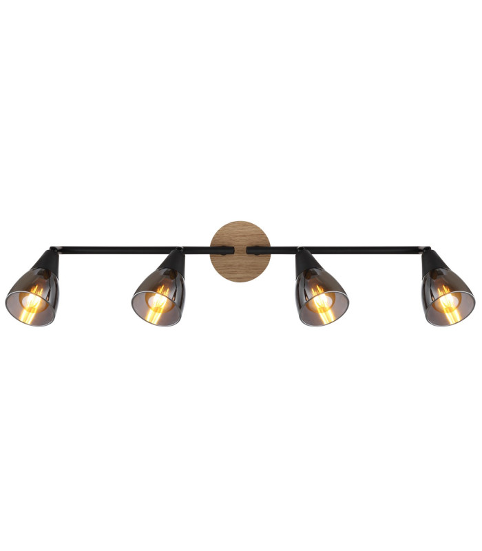 Mubby Ceiling Spotlight Bar Matt Black Smoke Glass Shade 4x E14-4