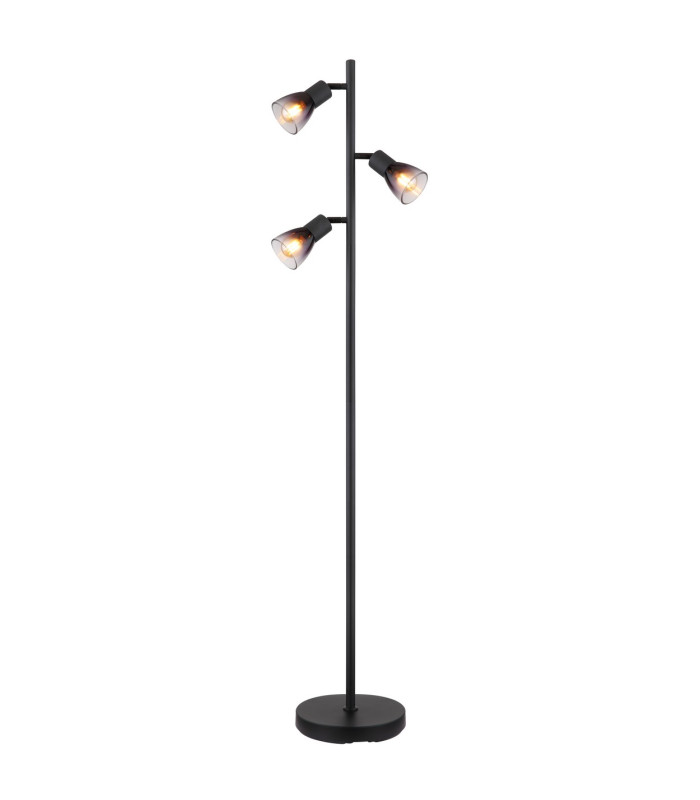 Satella Multi Arm Floor Lamp Matt Black Smoke Glass Shade 3x E14-1