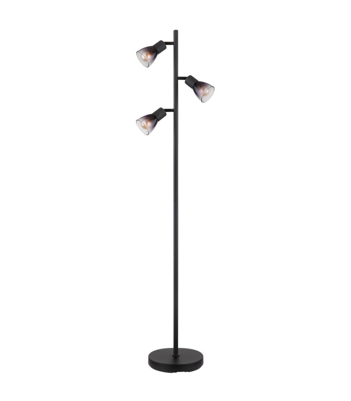 Satella Multi Arm Floor Lamp Matt Black Smoke Glass Shade 3x E14-2