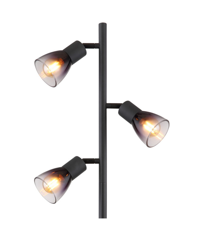 Satella Multi Arm Floor Lamp Matt Black Smoke Glass Shade 3x E14-3