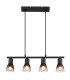Satella Bar Pendant Ceiling Light Matt Black Smoke Glass Shade 4x E14-3