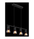 Satella Bar Pendant Ceiling Light Matt Black Smoke Glass Shade 4x E14-5
