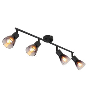 Satella Ceiling Spotlight Bar Matt Black Smoke Glass Shade 4x E14-1