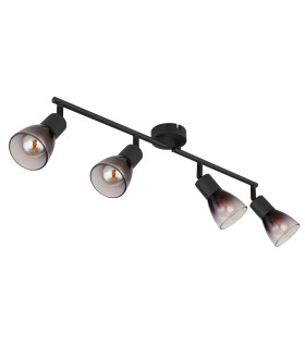Satella Ceiling Spotlight Bar Matt Black Smoke Glass Shade 4x E14-2