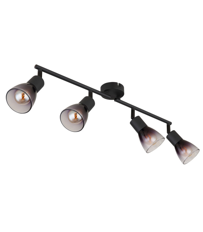 Satella Ceiling Spotlight Bar Matt Black Smoke Glass Shade 4x E14-2