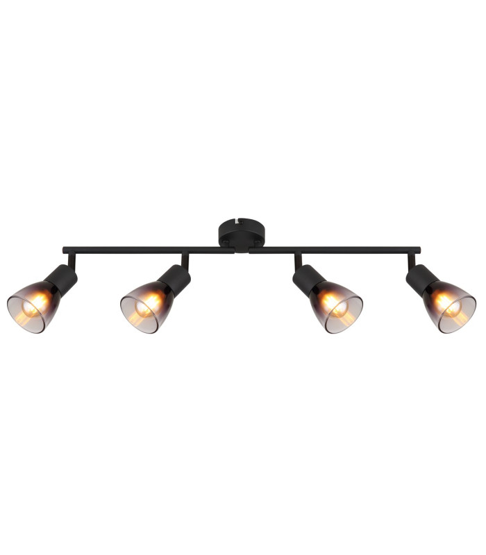 Satella Ceiling Spotlight Bar Matt Black Smoke Glass Shade 4x E14-3