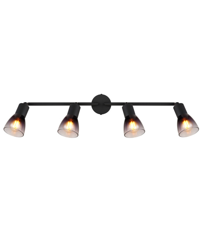 Satella Ceiling Spotlight Bar Matt Black Smoke Glass Shade 4x E14-4