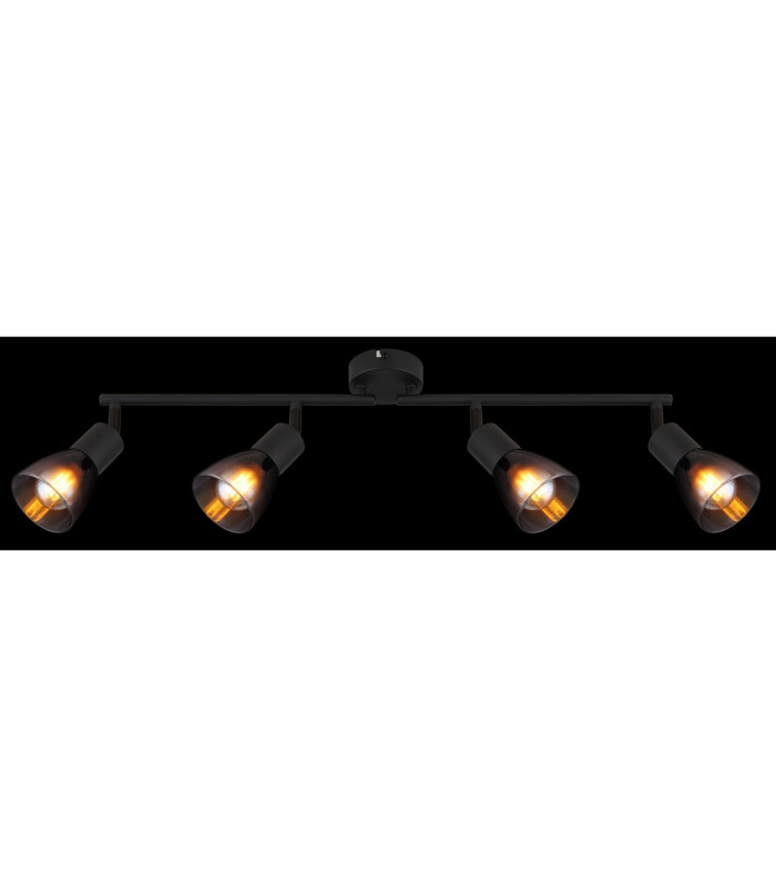 Satella Ceiling Spotlight Bar Matt Black Smoke Glass Shade 4x E14-6
