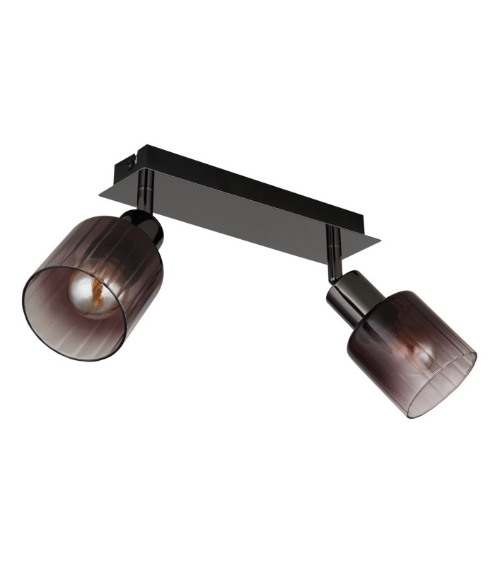 Satella Twin Ceiling Spotlight Gunmetal Copper Glass Shade 2x E14-2