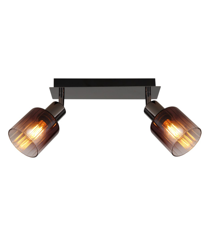 Satella Twin Ceiling Spotlight Gunmetal Copper Glass Shade 2x E14-3