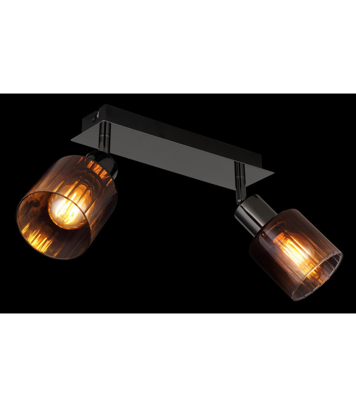 Satella Twin Ceiling Spotlight Gunmetal Copper Glass Shade 2x E14-5