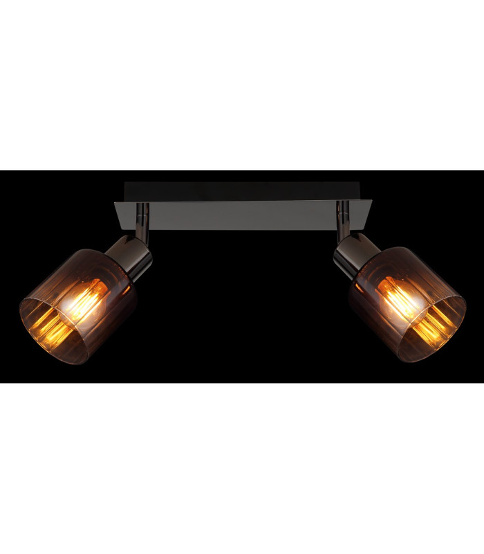 Satella Twin Ceiling Spotlight Gunmetal Copper Glass Shade 2x E14-6