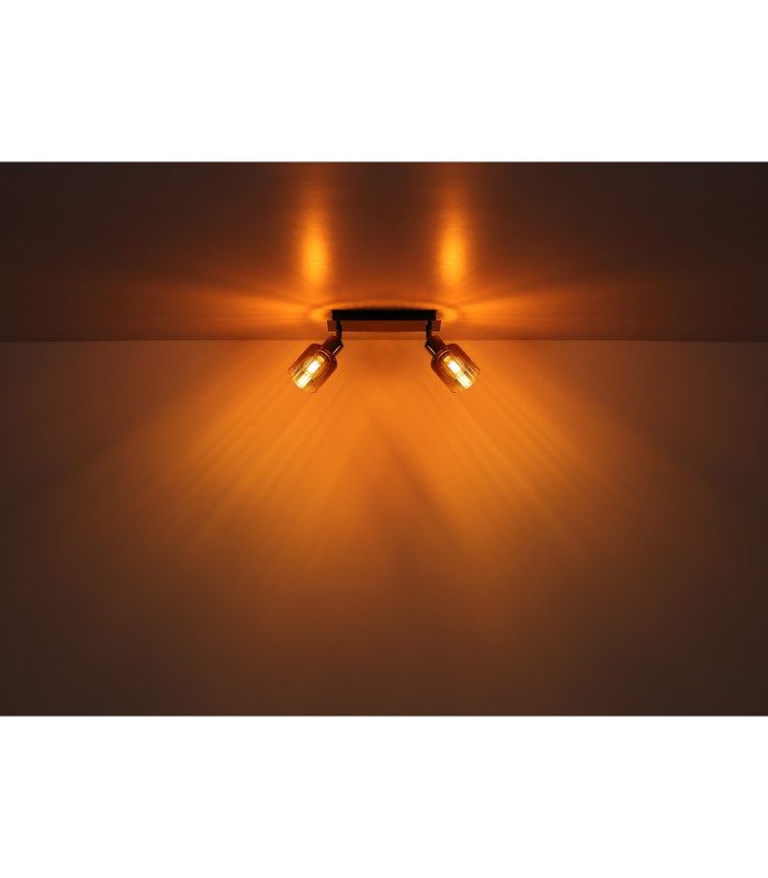 Satella Twin Ceiling Spotlight Gunmetal Copper Glass Shade 2x E14-7