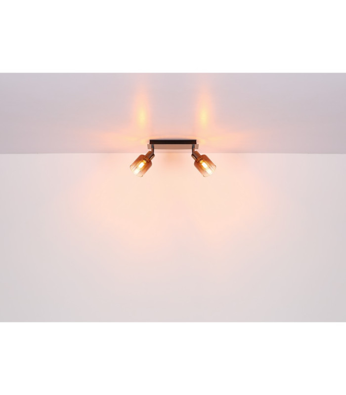 Satella Twin Ceiling Spotlight Gunmetal Copper Glass Shade 2x E14-8