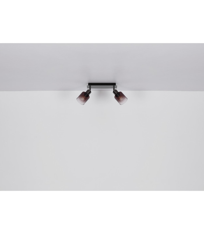 Satella Twin Ceiling Spotlight Gunmetal Copper Glass Shade 2x E14-9
