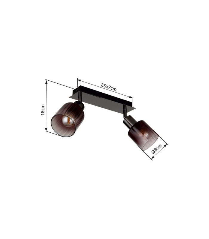 Satella Twin Ceiling Spotlight Gunmetal Copper Glass Shade 2x E14-11