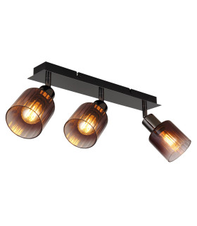 Satella Ceiling Spotlight Bar Gunmetal Copper Glass Shade 3x E14-1