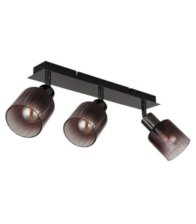 Satella Ceiling Spotlight Bar Gunmetal Copper Glass Shade 3x E14-2