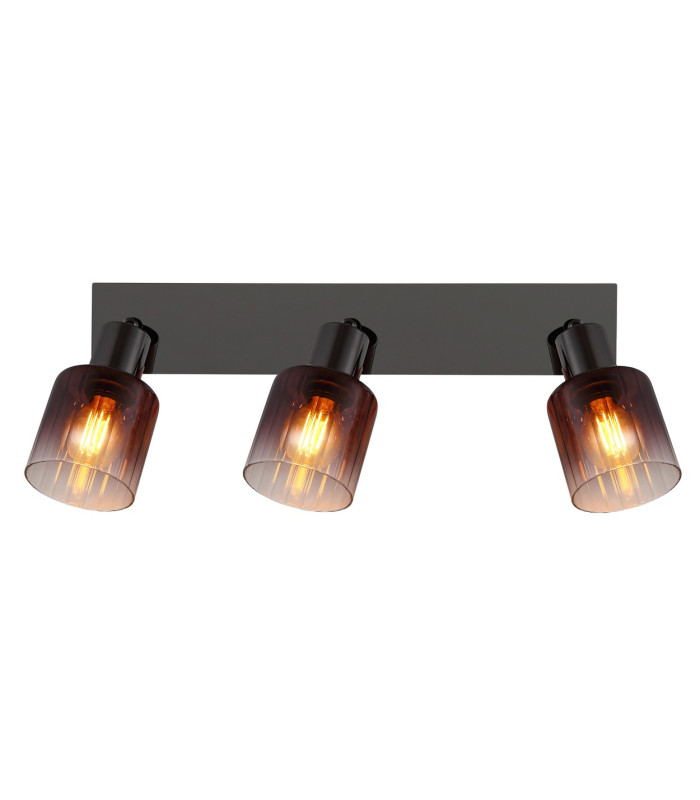 Satella Ceiling Spotlight Bar Gunmetal Copper Glass Shade 3x E14-4