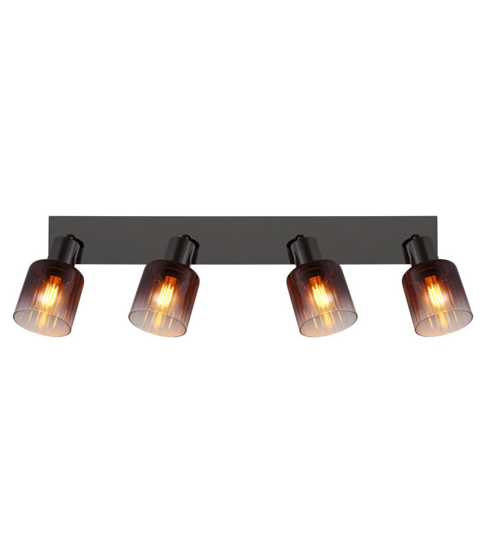 Satella Ceiling Spotlight Bar Gunmetal Copper Glass Shade 4x E14-4