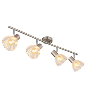 Zachery Ceiling Spotlight Bar Nickel Matt Satined Glass Shade 4x E14-1