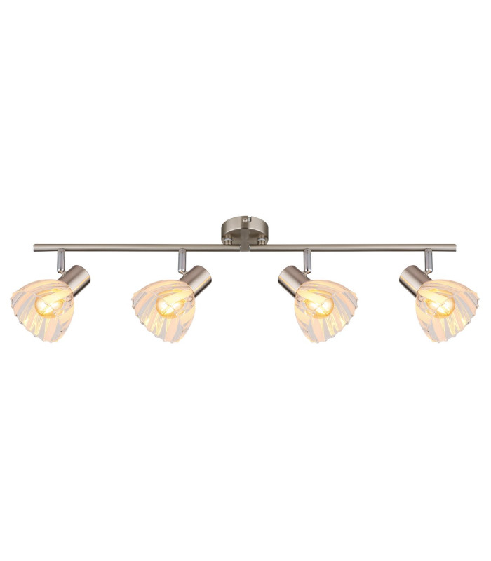 Zachery Ceiling Spotlight Bar Nickel Matt Satined Glass Shade 4x E14-3