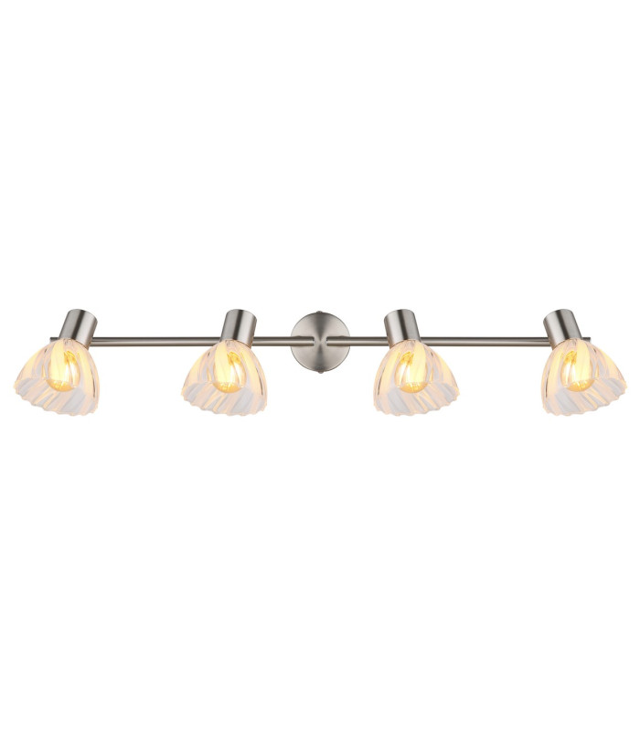 Zachery Ceiling Spotlight Bar Nickel Matt Satined Glass Shade 4x E14-4