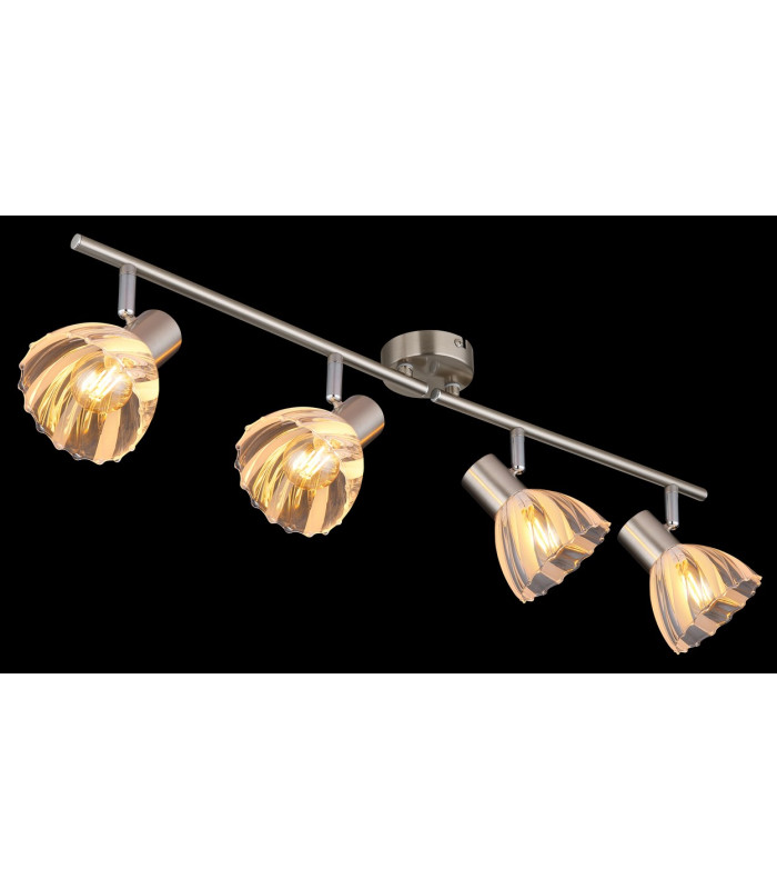 Zachery Ceiling Spotlight Bar Nickel Matt Satined Glass Shade 4x E14-5