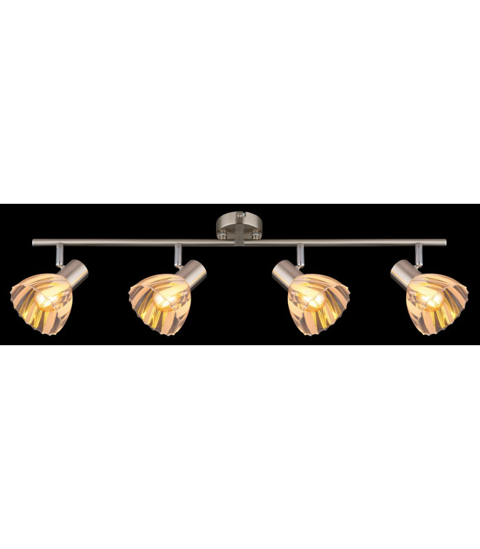 Zachery Ceiling Spotlight Bar Nickel Matt Satined Glass Shade 4x E14-6