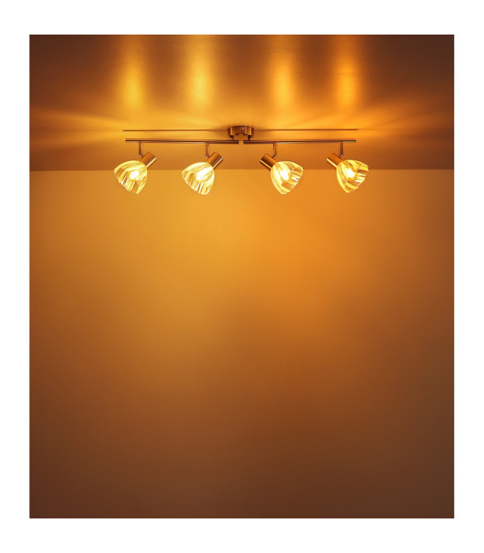 Zachery Ceiling Spotlight Bar Nickel Matt Satined Glass Shade 4x E14-7