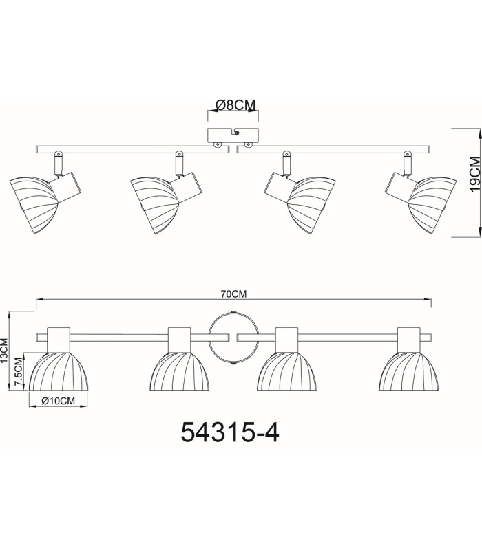 Zachery Ceiling Spotlight Bar Nickel Matt Satined Glass Shade 4x E14-9