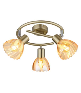 Zachery Ceiling Spotlight Clusters Brass-Coloured Matt Amber Glass Shade 3x E14-1