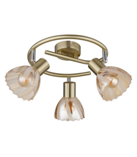 Zachery Ceiling Spotlight Clusters Brass-Coloured Matt Amber Glass Shade 3x E14-2