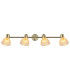 Zachery Ceiling Spotlight Bar Brass-Coloured Matt Amber Glass Shade 4x E14-4