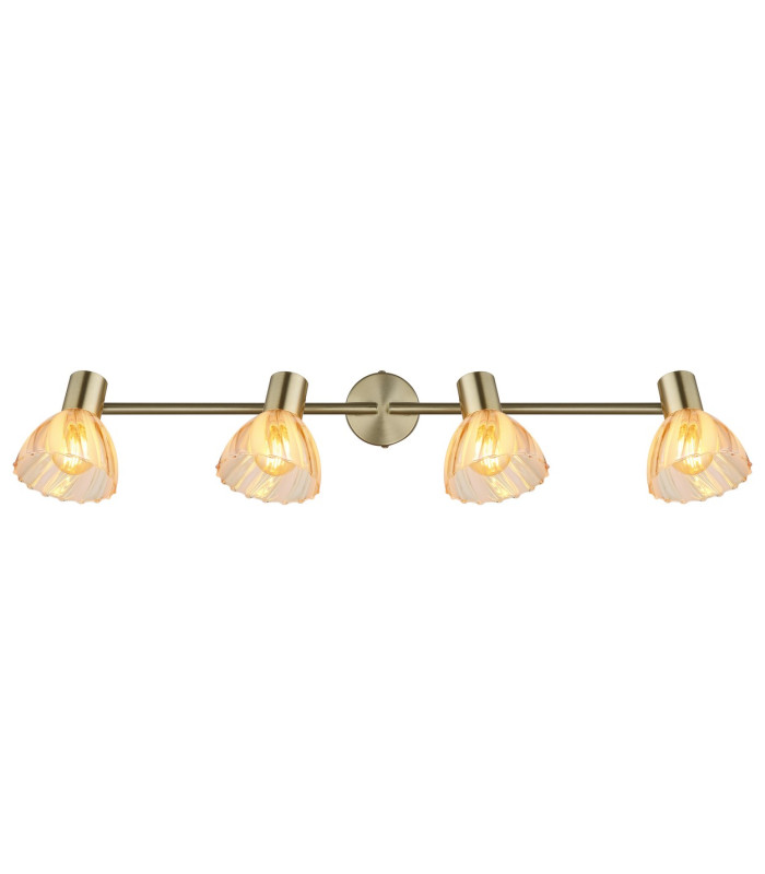 Zachery Ceiling Spotlight Bar Brass-Coloured Matt Amber Glass Shade 4x E14-4