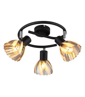 Zachery Ceiling Spotlight Clusters Matt Black Smoke Glass Shade 3x E14-1