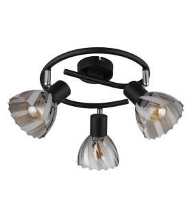 Zachery Ceiling Spotlight Clusters Matt Black Smoke Glass Shade 3x E14-2