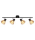 Zachery Ceiling Spotlight Bar Matt Black Smoke Glass Shade 4x E14-3