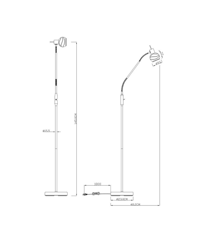 Elliott Task Floor Lamp Nickel Matt Satined Glass Shade 1x E14 3000K-3