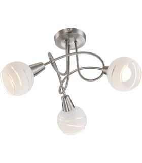 Elliott Multi Arm Semi Flush Ceiling Lamp Nickel Matt Opal Glass Shade 3x E14-1