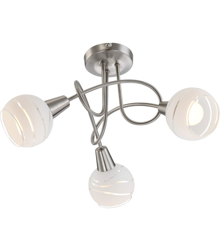 Elliott Multi Arm Semi Flush Ceiling Lamp Nickel Matt Opal Glass Shade 3x E14-1