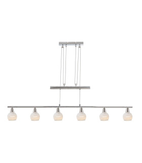 Olli Bar Pendant Ceiling Light Nickel Matt Satined Glass Shade 6x E14 3000K-1