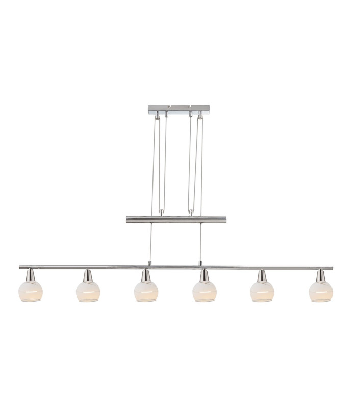 Olli Bar Pendant Ceiling Light Nickel Matt Satined Glass Shade 6x E14 3000K-1