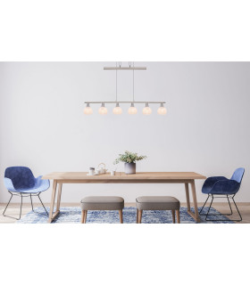 Olli Bar Pendant Ceiling Light Nickel Matt Satined Glass Shade 6x E14 3000K-2