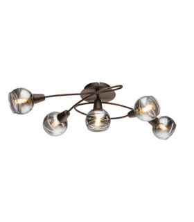 Isla Multi Arm Semi Flush Ceiling Lamp Bronze Colored Glass Shade 5x E14 3000K-1