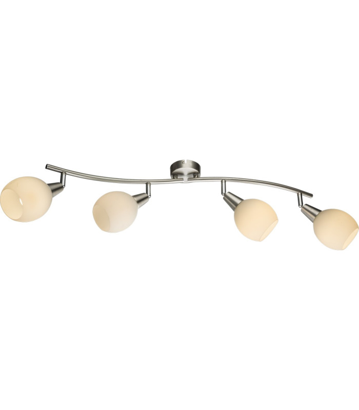 Elliott Ceiling Spotlight Bar Nickel Matt White Glass Shade 4x E14-1