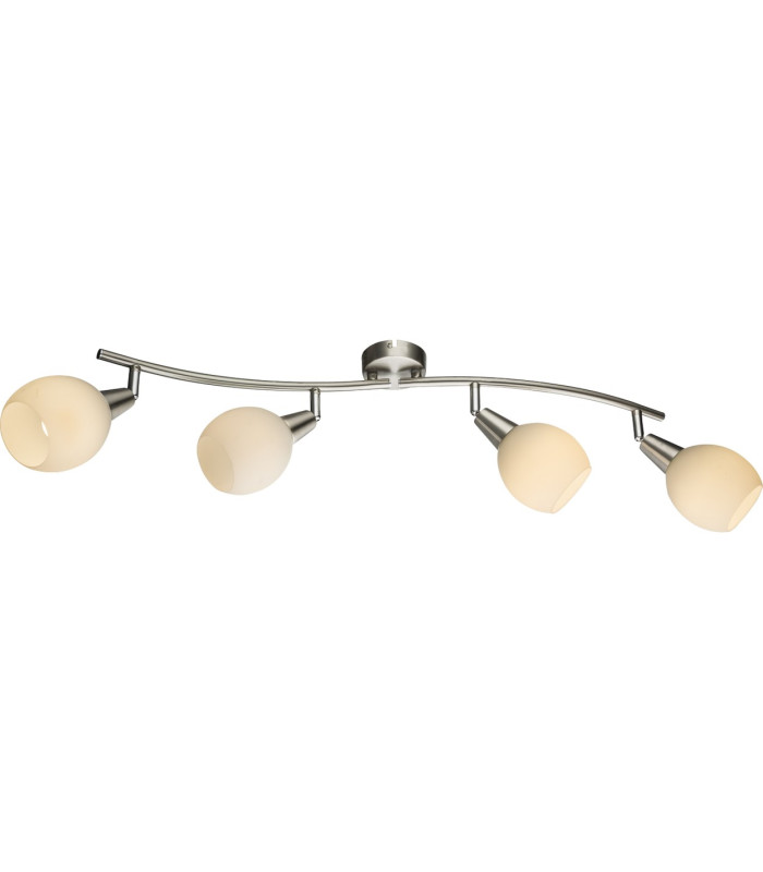Elliott Ceiling Spotlight Bar Nickel Matt White Glass Shade 4x E14-2
