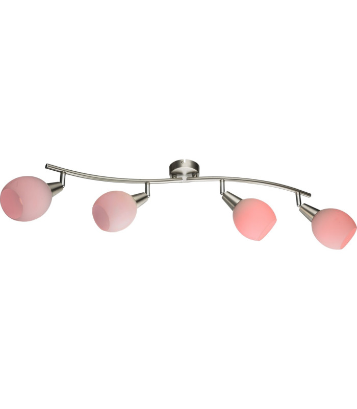 Elliott Ceiling Spotlight Bar Nickel Matt White Glass Shade 4x E14-3