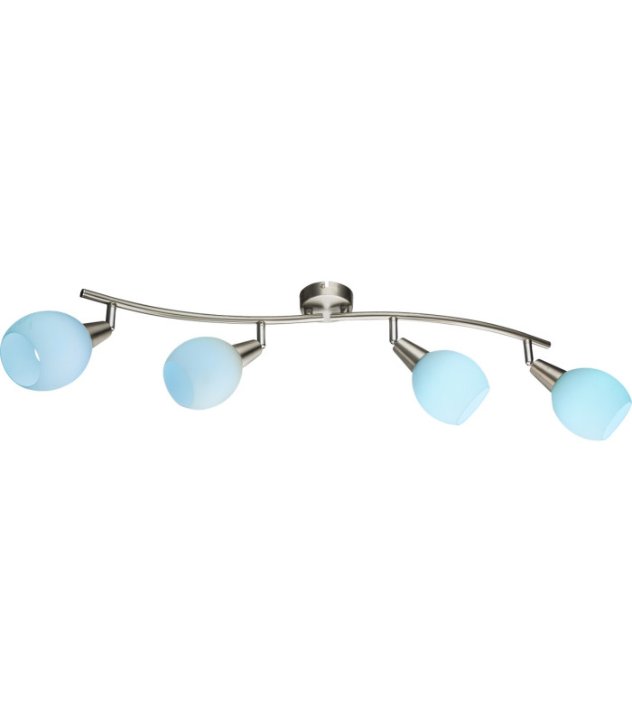 Elliott Ceiling Spotlight Bar Nickel Matt White Glass Shade 4x E14-6