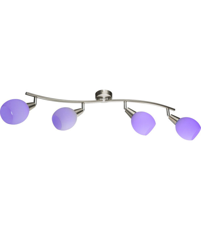 Elliott Ceiling Spotlight Bar Nickel Matt White Glass Shade 4x E14-7